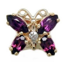 N360 14K MQ/PS GRAPE COLOR RHODOLITE 1 DIAMOND SLIDE 